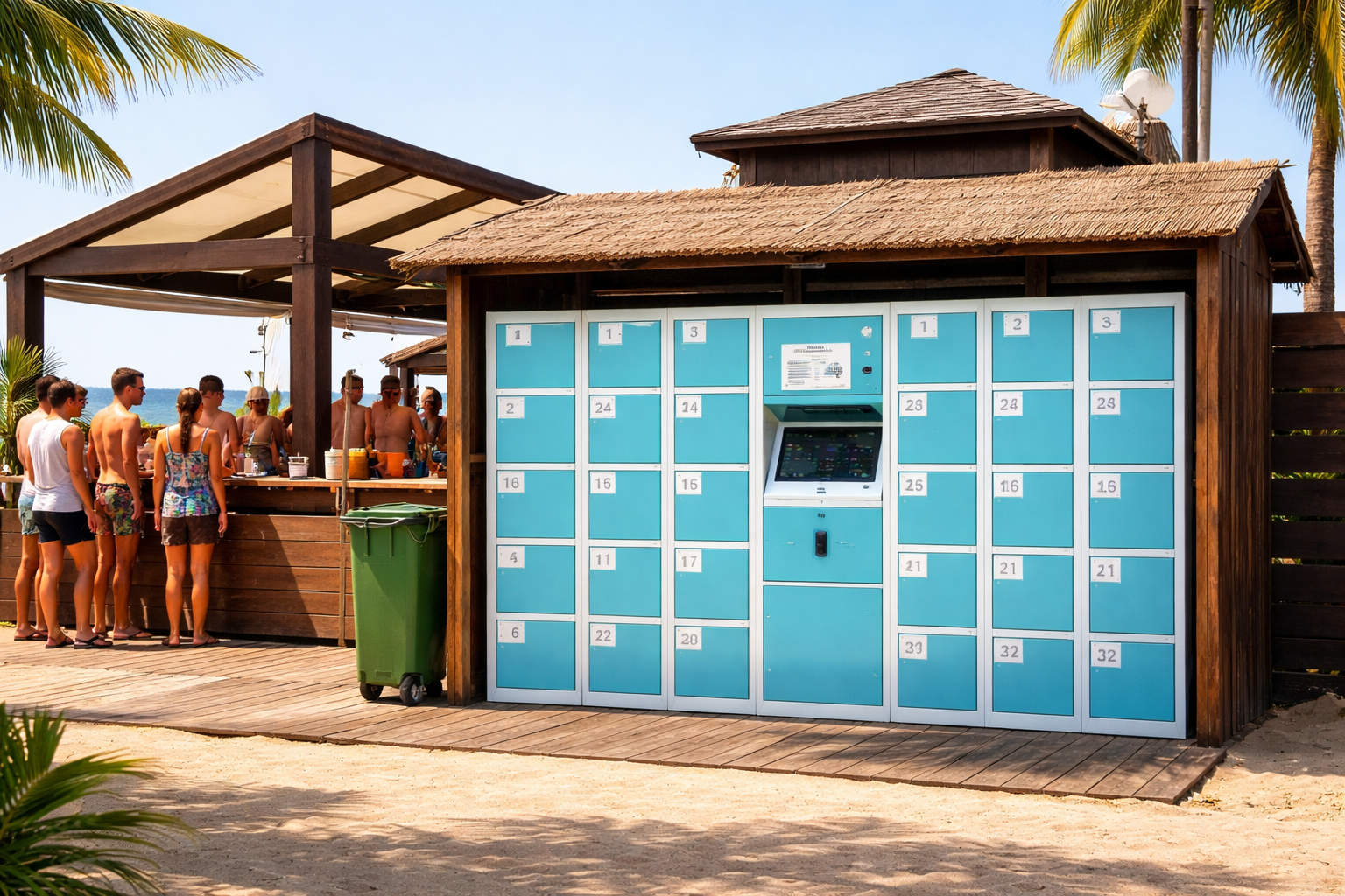 Representação do armário inteligente físico, com múltiplas portas.