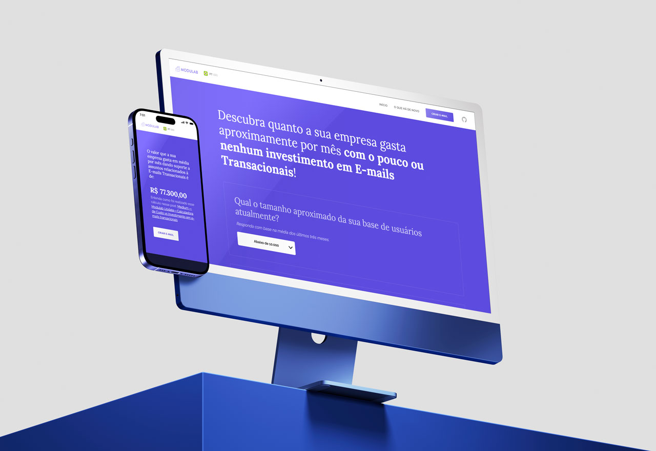 Calculadora de investimento em e-mails transacionais.